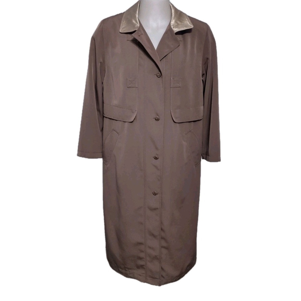 Vintage Fleet Street Trench Coat Womens Sz 6 Button Up Brown Pockets Drawstring